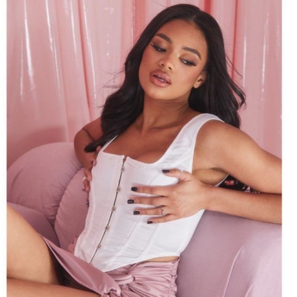 PrettyLittleThing White Corset Crop Top